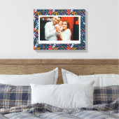 ネイビーホリデークリスマスフローラフレームキャンバスプリント キャンバスプリント (インサイチュ (寝室))