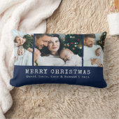 ネイビーホリデーフォト装飾用クッション ランバークッション (ブランケット)