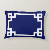 ネイビーホワイトつる植物スクリプトモノグラムギリシャ鍵DIY BG アクセントクッション (裏面)