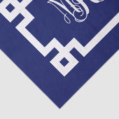 ネイビーホワイトつる植物スクリプトモノグラムギリシャ鍵DIY BG 薄葉紙 (詳細)