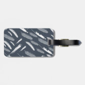 ネイビーホワイトの羽毛 ラゲッジタグ (裏面横)