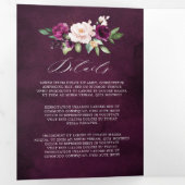 ネイビーホワイトアイボリー幾何学三重ウェディング招待 三つ折りプログラム (内部最初)