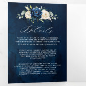 ネイビーホワイトアイボリー幾何学三重ウェディング招待 三つ折りプログラム (内部最初)