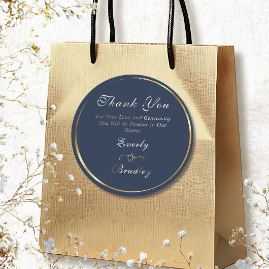 ネイビーホワイトエレガント金ゴールドス結婚クリプト ラウンドシール