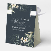 ネイビーホワイトグリーンリーフローラバンチブライダルシャワー フェイバーボックス (裏面サイド)