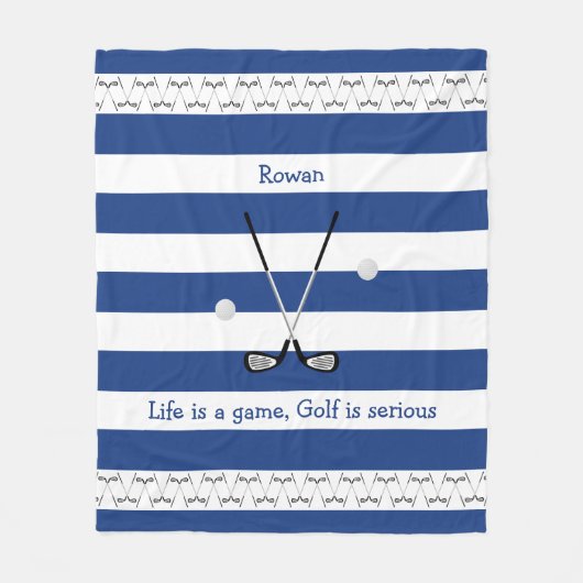 ネイビーホワイトゴルフクラブパーソナライズされたフリースブランケット フリースブランケット (正面)