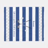 ネイビーホワイトゴルフクラブパーソナライズされたフリースブランケット フリースブランケット (正面(横))