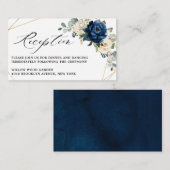 ネイビーホワイトシャンパンアイボリー幾何学的披露宴 エンクロージャーカード (正面/裏面)