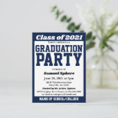 ネイビーホワイトスクールカラーズ卒業招待状 案内ポストカード (スタンド正面)