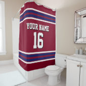 ネイビーホワイトスストライプポーツジャージーでブルゴーニュ シャワーカーテン (インサイチュ)