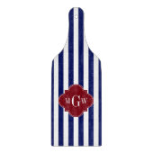 ネイビーホワイトストライプクローバーブルゴーニュ3モノグラム カッティングボード (正面)