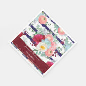 ネイビーホワイトストライプスタイル混合ブーケをパーソナライズ スタンダードランチョンナプキン (角)