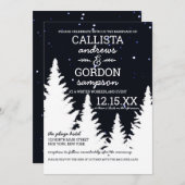 ネイビーホワイトスノーウィーダーランド結婚ズ 招待状 (正面/裏面)