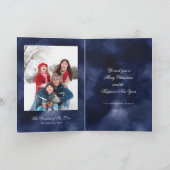ネイビーホワイトスノーフレーククリスマスホリデーフォトカード シーズンカード (内部)
