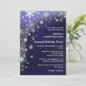 ネイビーホワイトスノーフレーク企業のズホリデーパーティー 招待状 (スタンド正面)