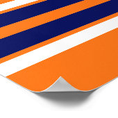 ネイビーホワイトズチームジャージーストライプでカボチャのオレンジ ポスター (角)