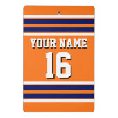 ネイビーホワイトズチームジャージーストライプでカボチャのオレンジ ミニクリップボード (裏面)