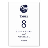 ネイビーホワイトパームツリーコースト結婚ーズ テーブルナンバー (裏面)