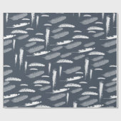 ネイビーホワイトフェザー誕生日 ラッピングペーパー (フラット)