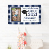 ネイビーホワイトプレイドスクールカラー卒業 横断幕 (インサイチュ)