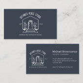 ネイビーホワイトボタニックハウスインテリアデザイナー 名刺 (正面/裏面)