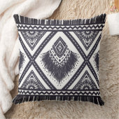 ネイビーホワイトボホパターン（の模様が）ある装飾用クッション クッション (ブランケット)