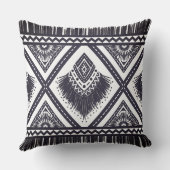 ネイビーホワイトボホパターン（の模様が）ある装飾用クッション クッション (裏面)