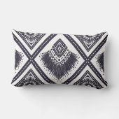 ネイビーホワイトボホパターン(の模様が)ある装飾用クッション ランバークッション (裏面)