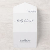 ネイビーホワイトモノグラムのグ結婚レリー オールインワン招待状 (外側)