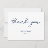 ネイビーホワイトレタ結婚ーサンキューカード サンキューカード (正面)