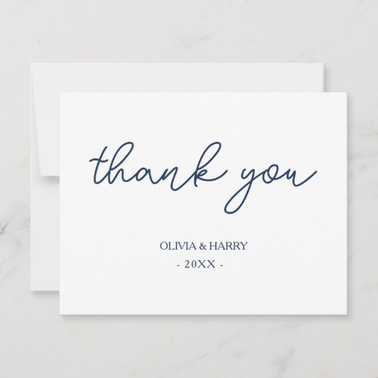 ネイビーホワイトレタ結婚ーサンキューカード サンキューカード (正面)