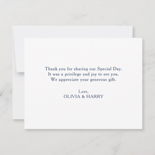 ネイビーホワイトレタ結婚ーサンキューカード サンキューカード (裏面)