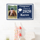 ネイビーホワイトワンフォトクラス2024年卒業 横断幕 (インサイチュ)