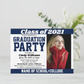 ネイビーホワイト写真卒業 招待状 (スタンド正面)