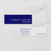 ネイビーホワイト外国語先生名刺 スキニー名刺 (正面/裏面)