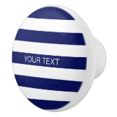 ネイビーホワイト横名門私立校風の線ストライプ名モノグラム セラミックノブ (右)