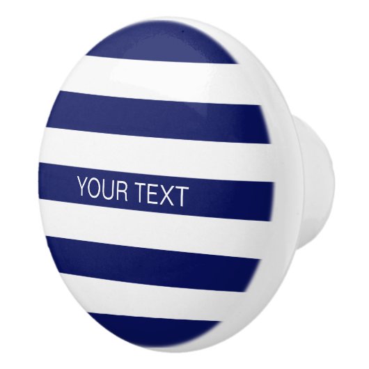 ネイビーホワイト横名門私立校風の線ストライプ名モノグラム セラミックノブ (右)