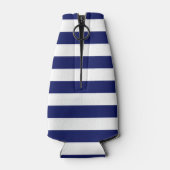 ネイビーホワイト横名門私立校風の線ストライプ名モノグラム ボトルクーラー (裏面)