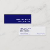 ネイビーホワイト武術アーツインストラクター名刺 スキニー名刺 (正面/裏面)