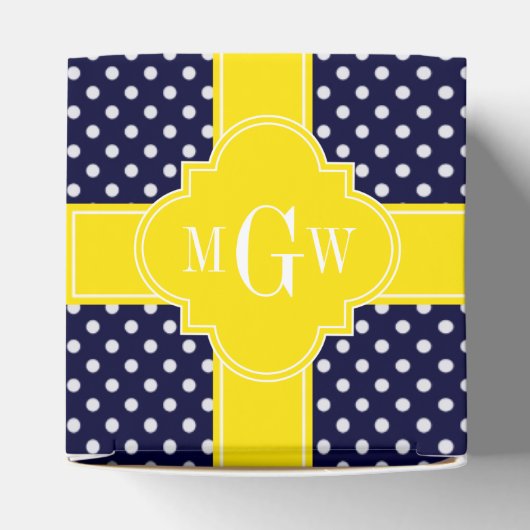 ネイビーホワイト水玉模様イエロークローバー3モノグラム フェイバーボックス (上部)