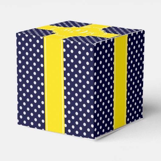 ネイビーホワイト水玉模様イエロークローバー3モノグラム フェイバーボックス (裏面サイド)