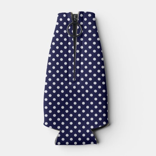 ネイビーホワイト水玉模様コーラルクローバーモノグラム ボトルクーラー (裏面)