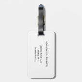 ネイビーホワイト水玉模様コーラルクローバーモノグラム ラゲッジタグ (裏面縦)