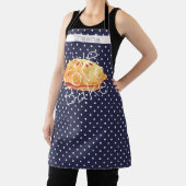 ネイビーホワイト水玉模様ライブラブベークパーソナライズされた エプロン (インサイチュ)