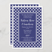 ネイビーホワイト水玉模様企業のビジネスパーティー 招待状 (正面/裏面)