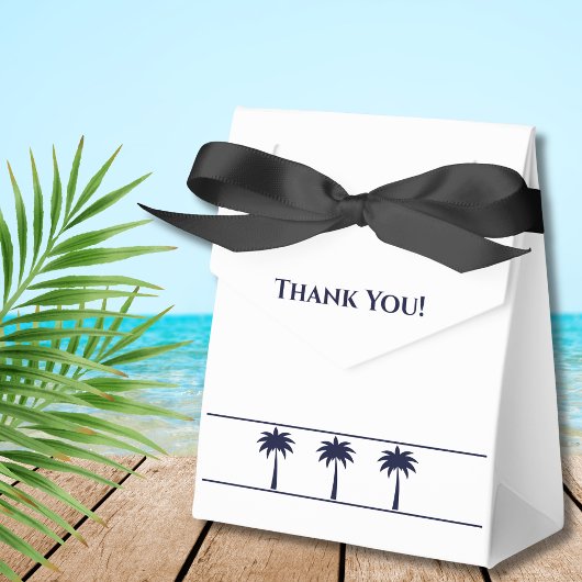 ネイビーホワイト熱帯パームツリーコースト結婚ーズ フェイバーボックス