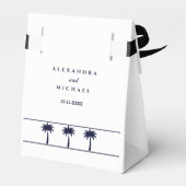 ネイビーホワイト熱帯パームツリーコースト結婚ーズ フェイバーボックス (裏面サイド)