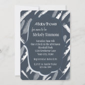ネイビーホワイト羽毛ベビーシャワー 招待状 (裏面)