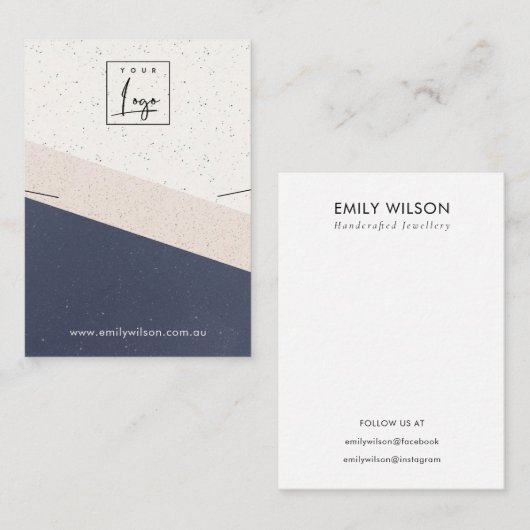 ネイビーホワイト赤面セラミックネックレスディスプレイロゴ 名刺 (正面/裏面)