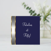 ネイビーホワイト金ゴールド第50回バースデーパーティー 招待状 (スタンド正面)